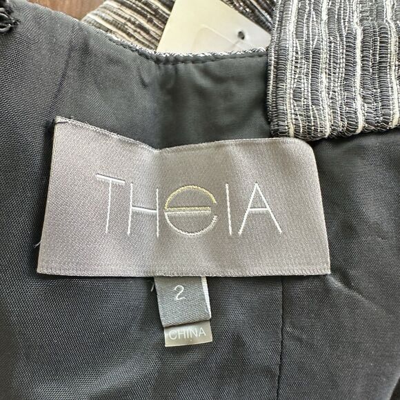 NWT THEIA 2 Metallic Striped Sheath Sleeveless Dress - Picture 5 of 15